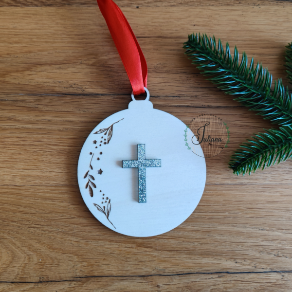 Boule de Noël "Croix pailletée" – Image 4