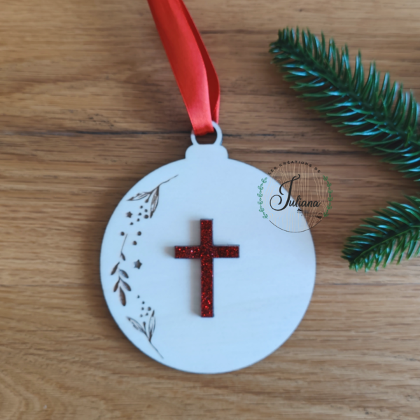 Boule de Noël "Croix pailletée" – Image 3