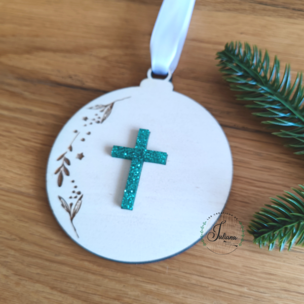 Boule de Noël "Croix pailletée"