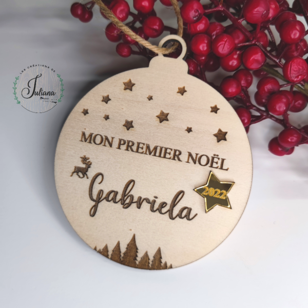 Boule de Noël "Mon 1er noël + prénom"
