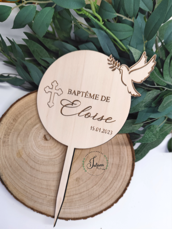 Topper Cake "Médaillon Baptème"