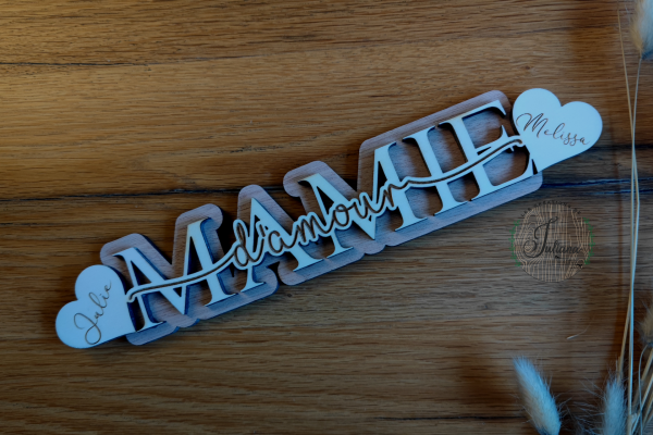 Décoration Cœur personnalisé "Mamie"