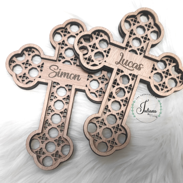 Croix orientale style rotin