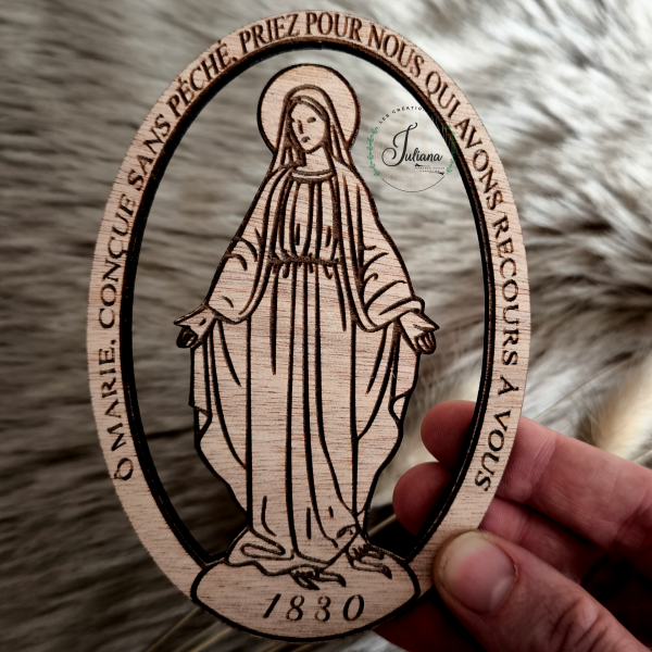 Magnet en bois "Médaille Miraculeuse"