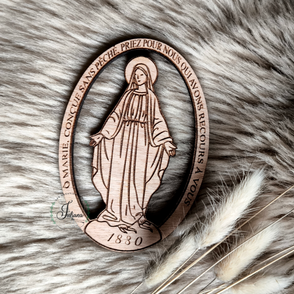 Magnet en bois "Médaille Miraculeuse" – Image 2